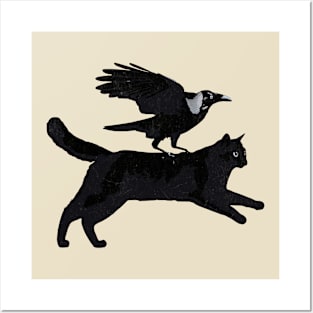Black Cat And Crow Funny Posters and Art